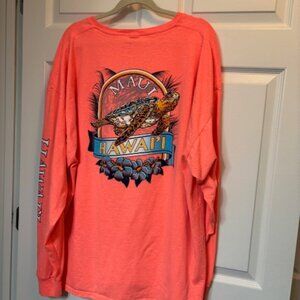 Maui Hawaii Men's 3XL Peach Colored Long Sleeve Tee Sea Turtle EUC